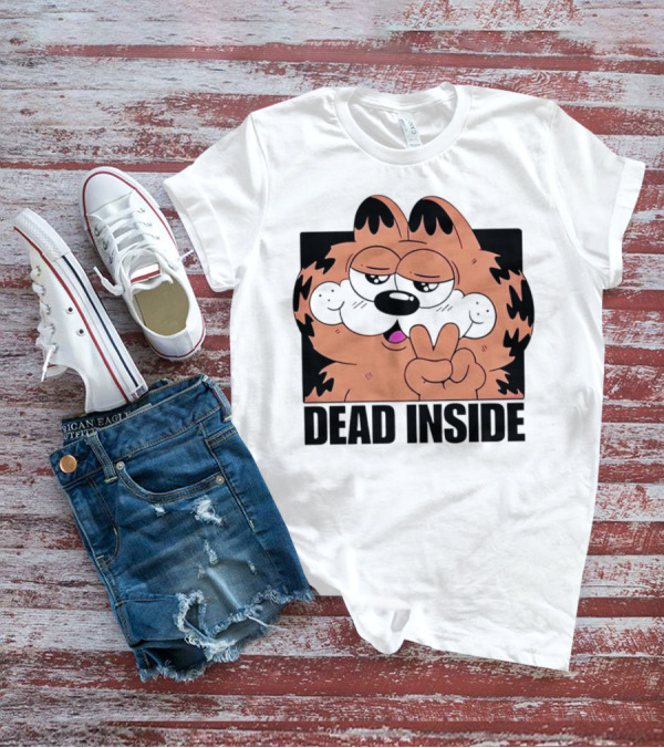 Garfield Dead Inside Peace Sign Iconic Meme T-Shirt