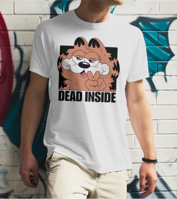 Garfield Dead Inside Peace Sign Iconic Meme T-Shirt