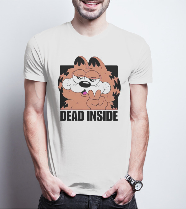 Garfield Dead Inside Peace Sign Iconic Meme T-Shirt