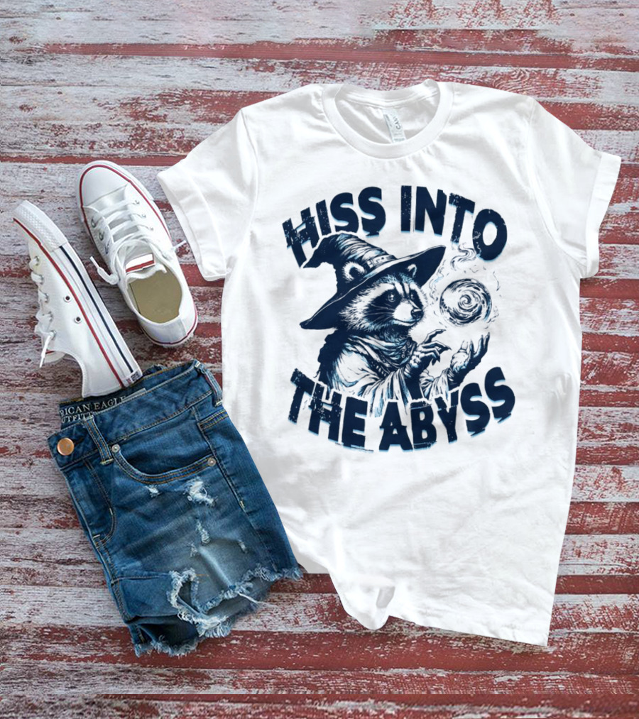 Hiss Into The Abyss Raccoon Witch With Magic Orb T-Shirt
