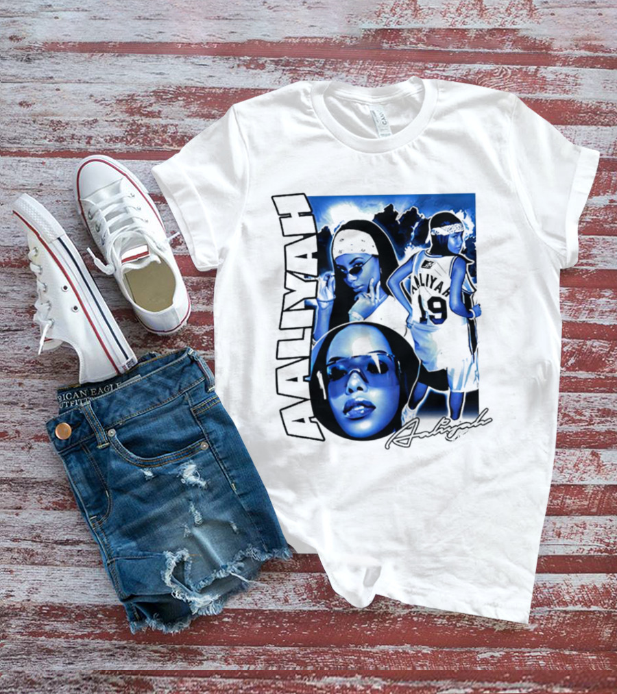 Aaliyah Vintage Rap Aaliyah 90s Style University Blue Jordan T-Shirt