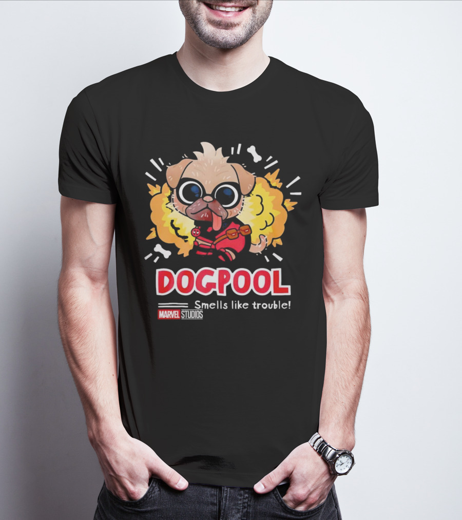 Deadpool Marvel Studios Dogpool Smells Like Trouble T-Shirt