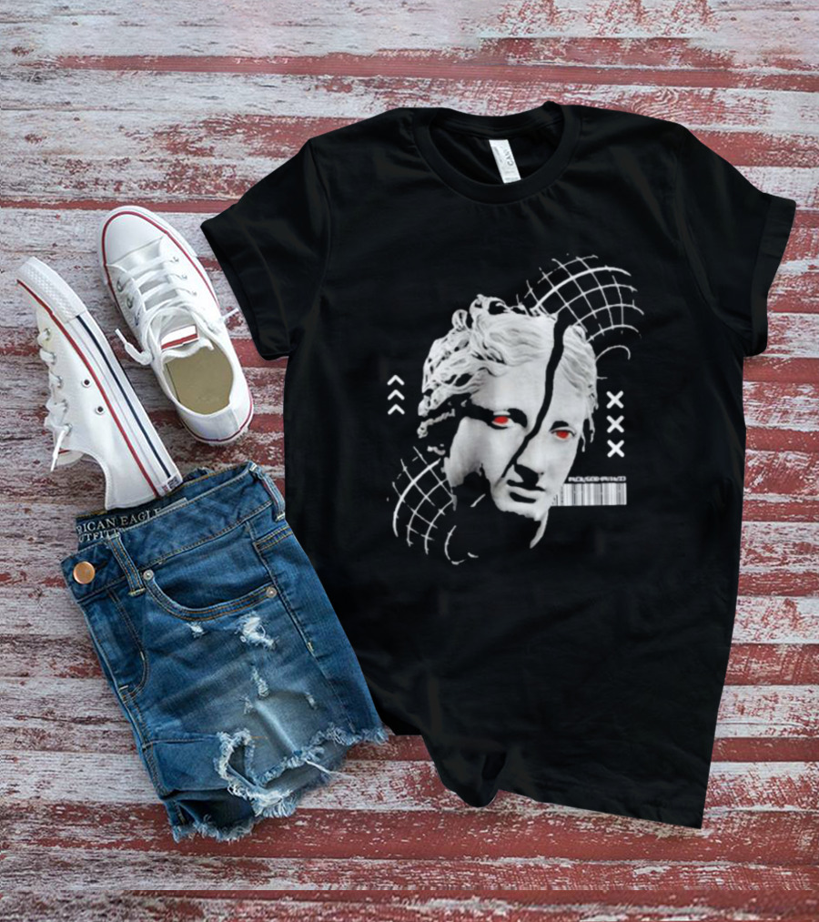 Packgod Formal Distorted Classical Art With Red Eyes And Barcode T-Shirt