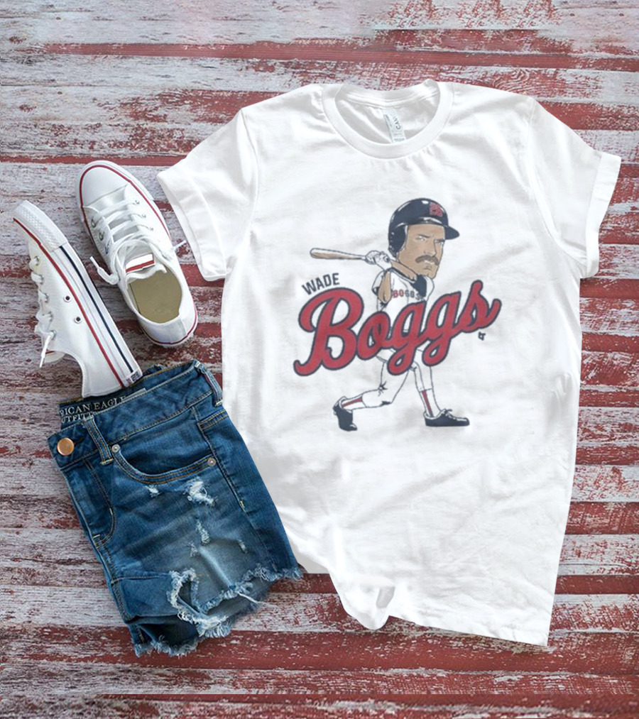 Wade Boggs Caricature Baseball Player With Bat And Signature T-Shirt