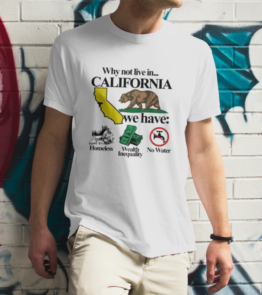 Why Not Live In California We Have Homeless Bear Wealth Inequality No Water T-Shirt