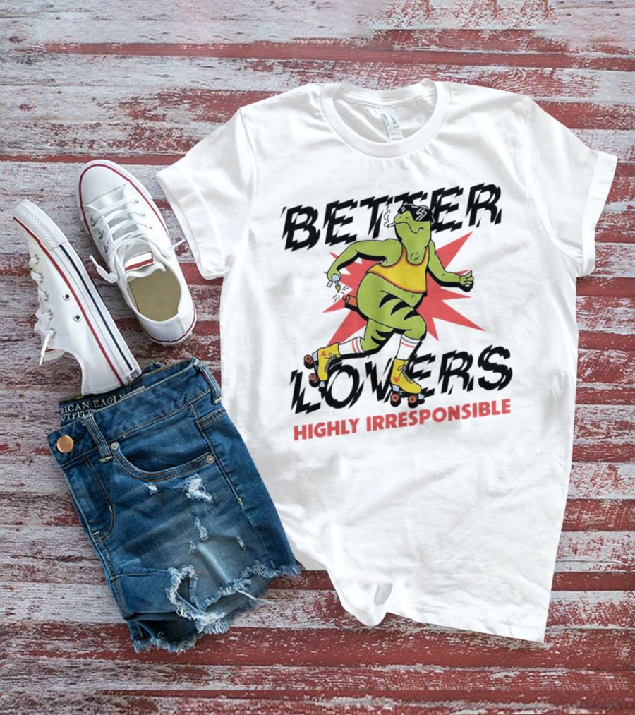 Better Lovers Highly Irresponsible Roller Skating Dinosaur On Yellow Wheels T-Shirt