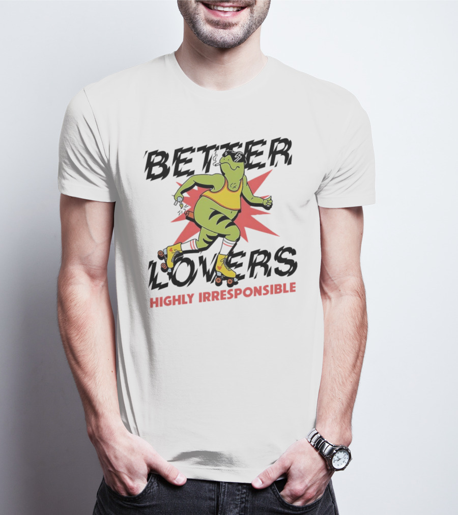 Better Lovers Highly Irresponsible Roller Skating Dinosaur On Yellow Wheels T-Shirt