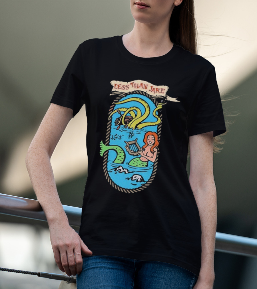 Less Than Jake Mermaid And Sea Monster Playing Music T-Shirt