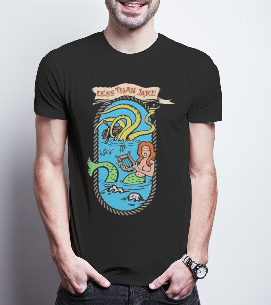 Less Than Jake Mermaid And Sea Monster Playing Music T-Shirt