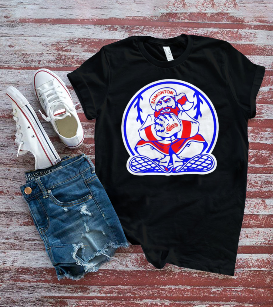 Edmonton Trappers Santa Logo Baseball Winter T-Shirt