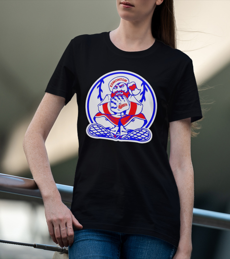 Edmonton Trappers Santa Logo Baseball Winter T-Shirt