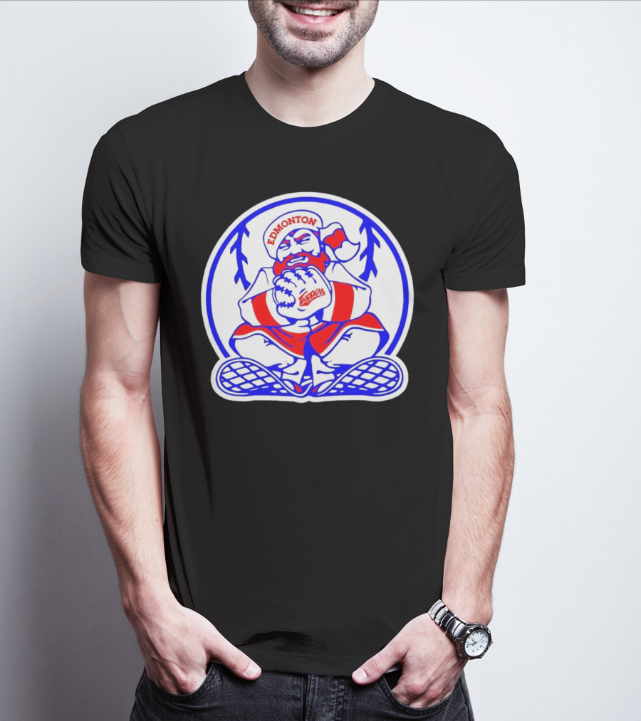 Edmonton Trappers Santa Logo Baseball Winter T-Shirt