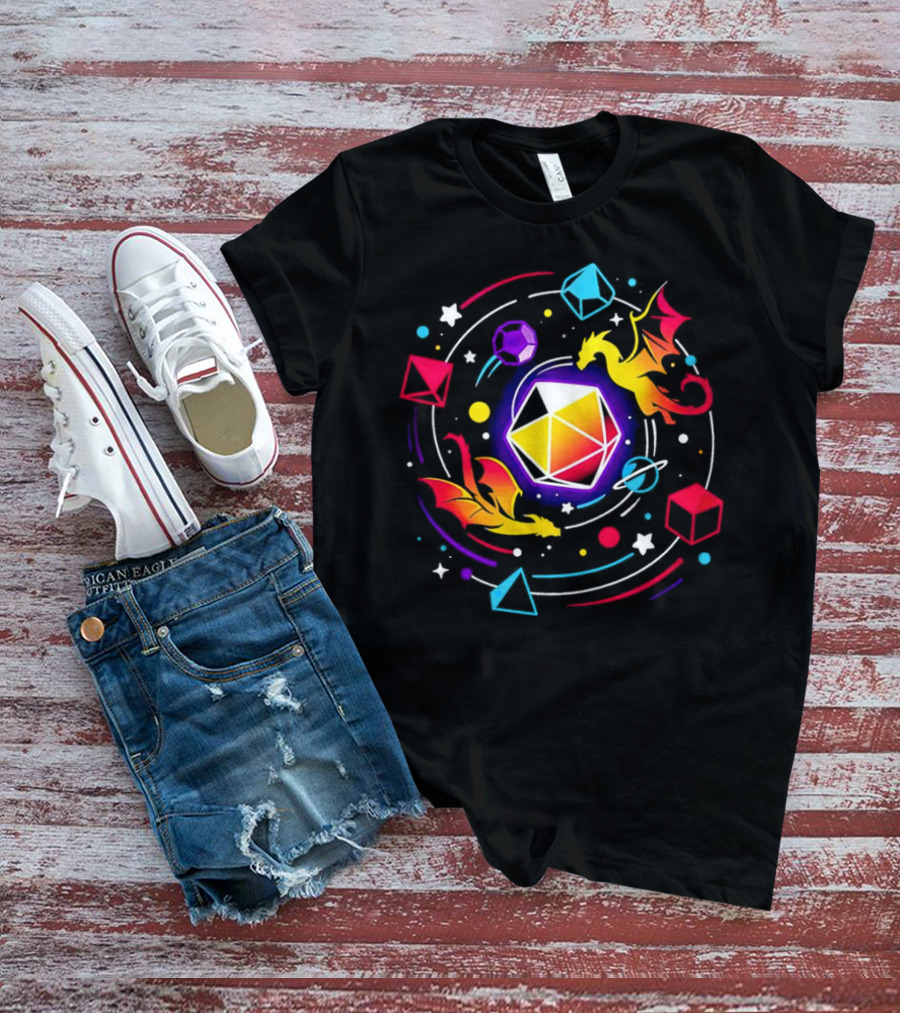 Dragon Dice Solar System Fantasy Colors T-Shirt