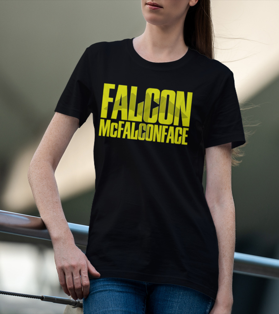 Falcon McFalconface Bold Yellow Text With Falcon T-Shirt