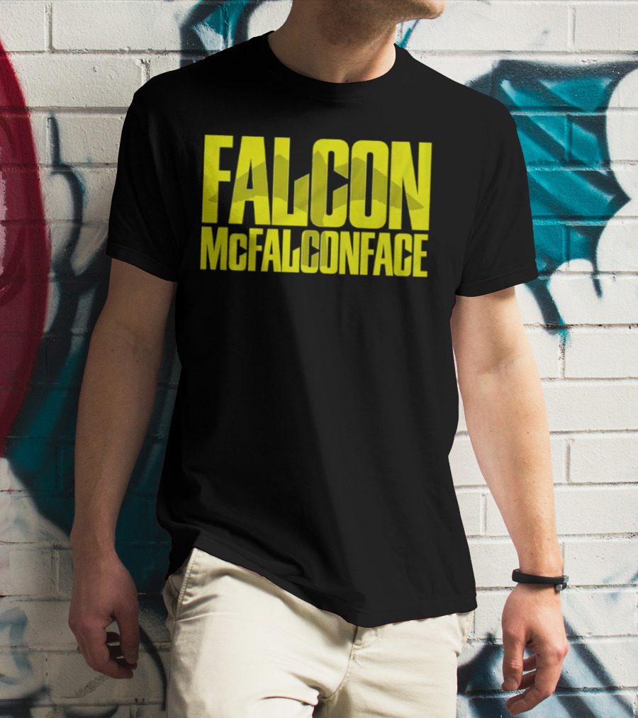 Falcon McFalconface Bold Yellow Text With Falcon T-Shirt