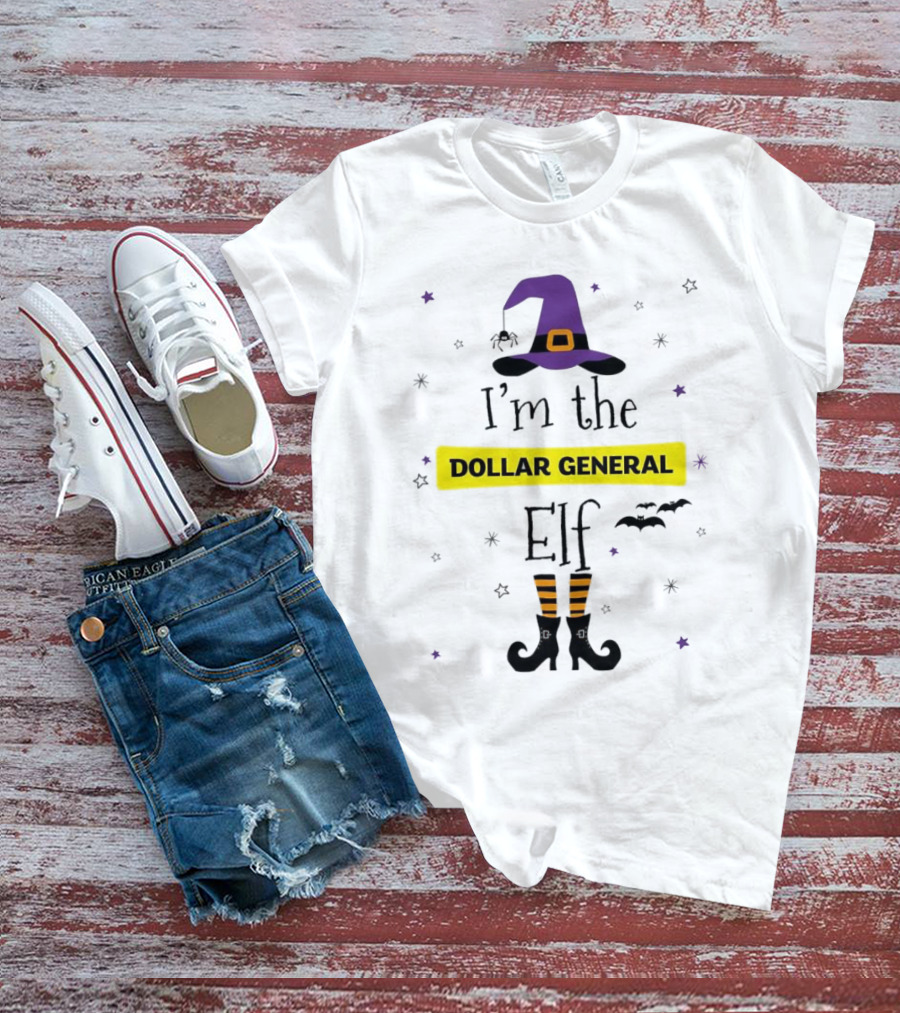 I'm The Dollar General Elf Halloween Witch Hat And Boots Theme T-Shirt