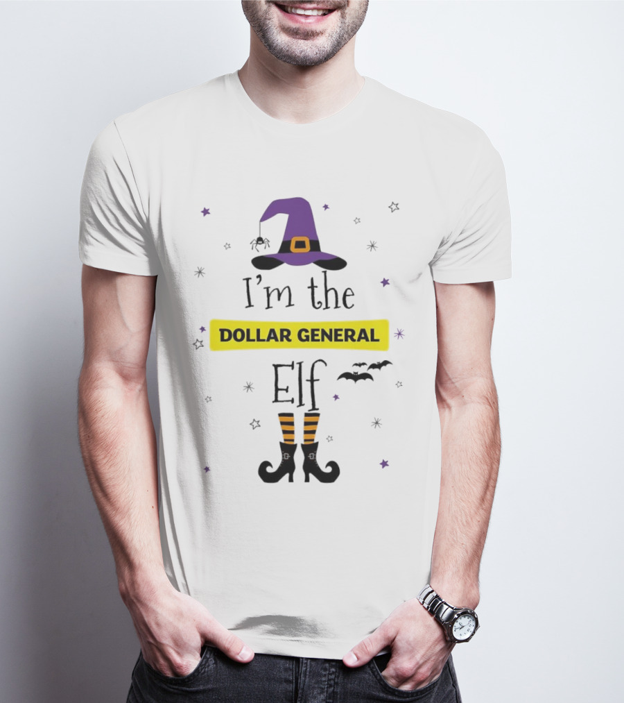 I'm The Dollar General Elf Halloween Witch Hat And Boots Theme T-Shirt