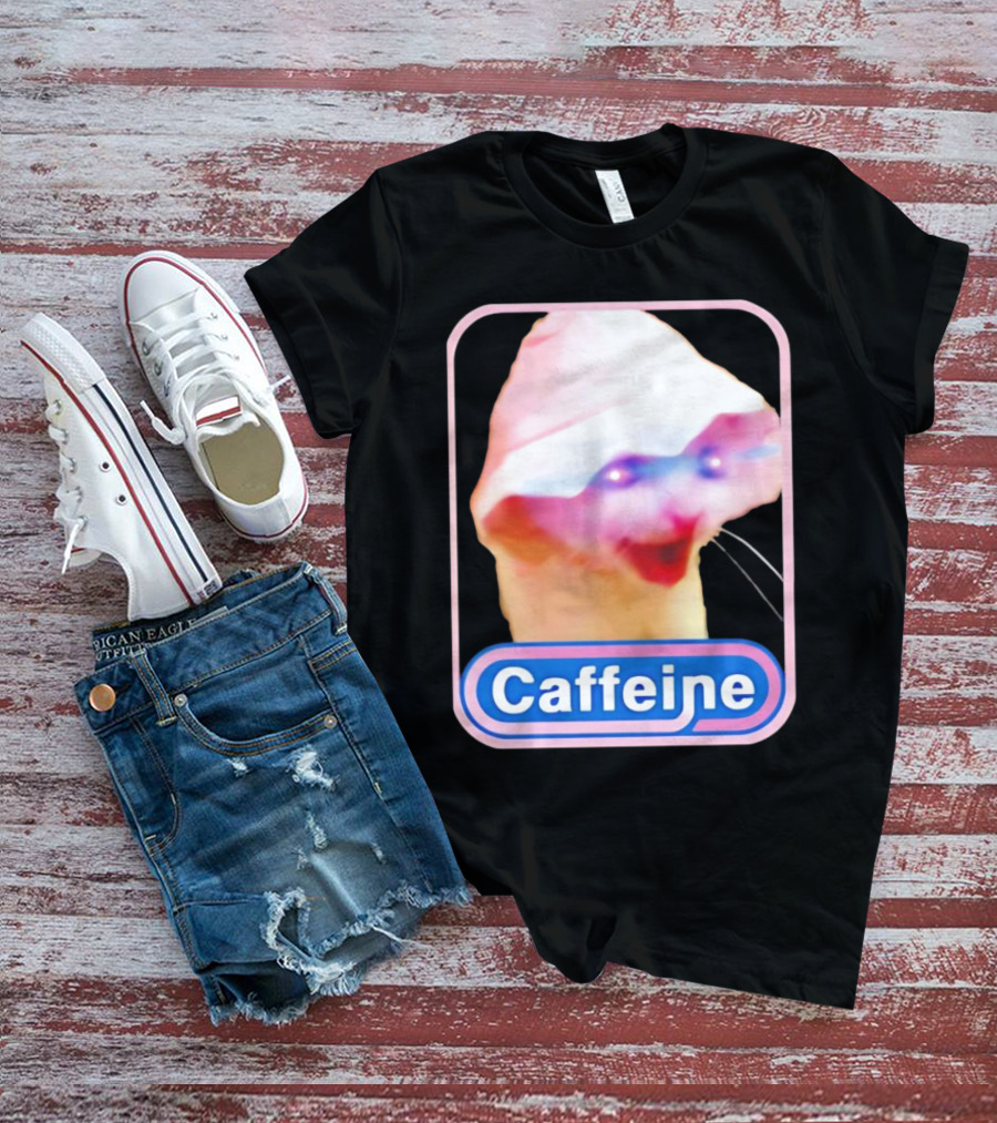 K45ink Caffeine Meme Cat With Glowing Eyes T-Shirt