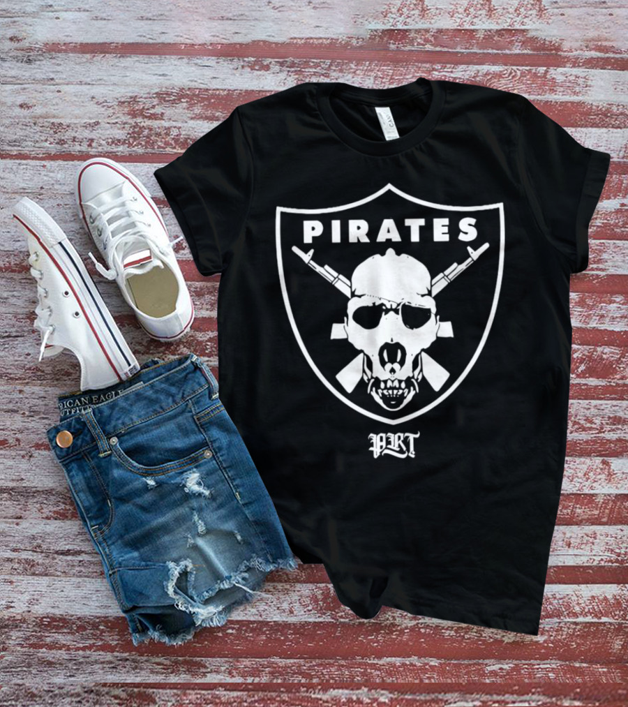 Las Vegas Raiders PRT Pirates Skull With Crossed Guns T-Shirt