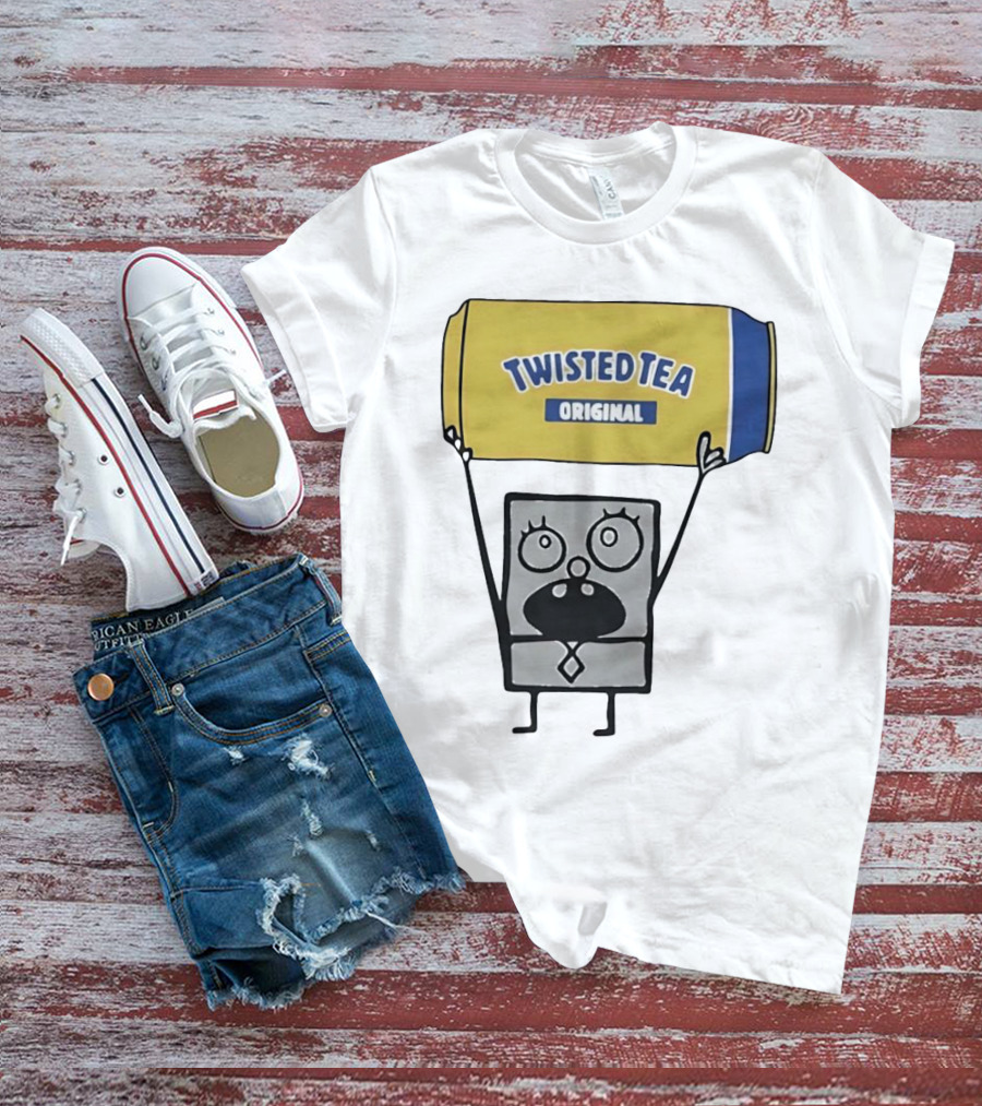SpongeBob Doodlebob Holding Twisted Tea Original Can T-Shirt