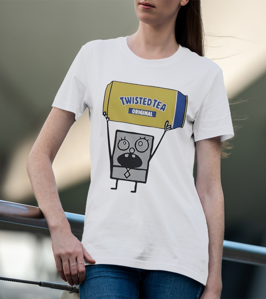 SpongeBob Doodlebob Holding Twisted Tea Original Can T-Shirt