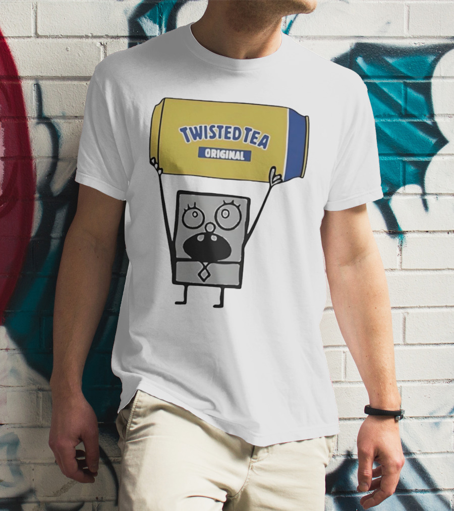 SpongeBob Doodlebob Holding Twisted Tea Original Can T-Shirt