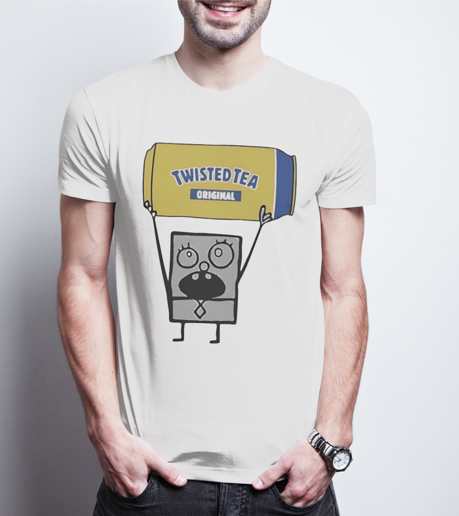 SpongeBob Doodlebob Holding Twisted Tea Original Can T-Shirt