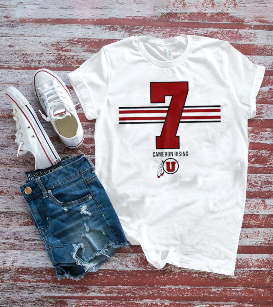 Cameron Rising Utah Utes Number 7 Stripe T-Shirt