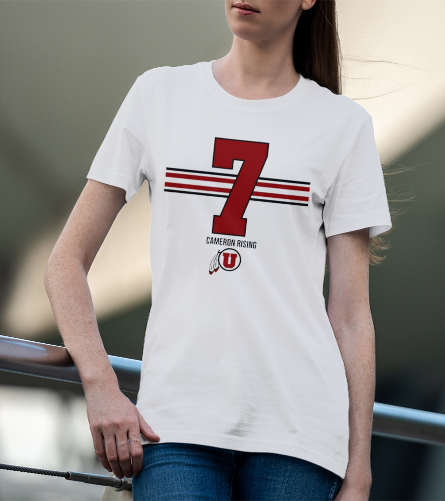 Cameron Rising Utah Utes Number 7 Stripe T-Shirt