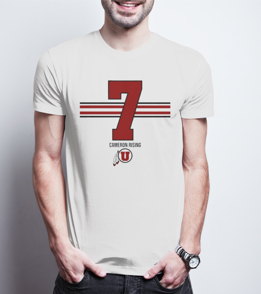 Cameron Rising Utah Utes Number 7 Stripe T-Shirt