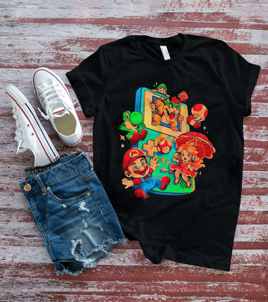 Super Mario Plumber Adventure Characters Game Icons T-Shirt