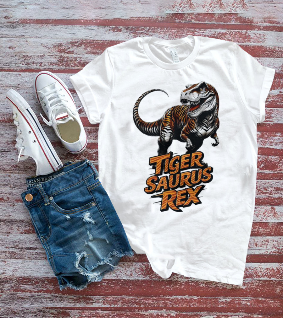 Fierce Tiger Saurus Rex Dinosaur Tiger Saurus Rex T-Shirt