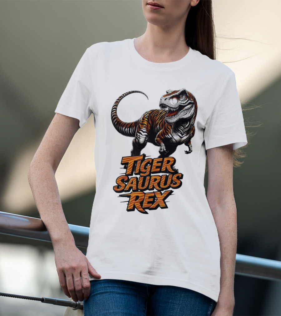 Fierce Tiger Saurus Rex Dinosaur Tiger Saurus Rex T-Shirt