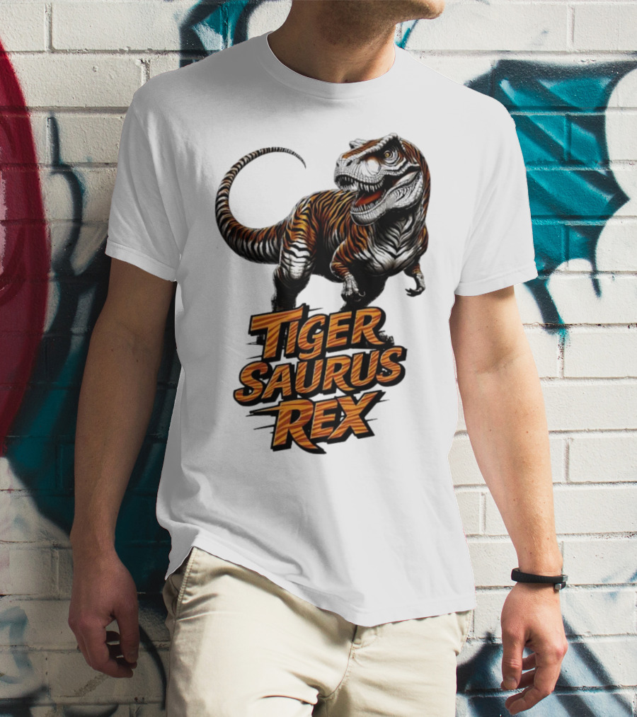 Fierce Tiger Saurus Rex Dinosaur Tiger Saurus Rex T-Shirt