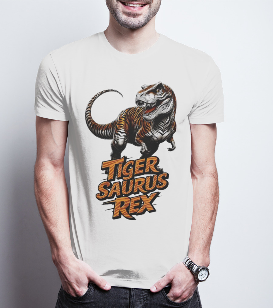 Fierce Tiger Saurus Rex Dinosaur Tiger Saurus Rex T-Shirt