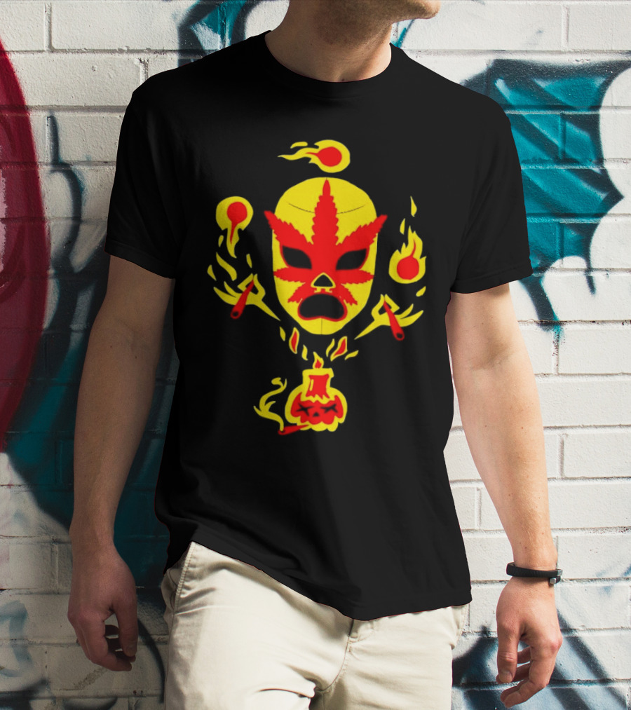 The Ablazing Blitzed Brothers Flaming Leaf Mask T-Shirt