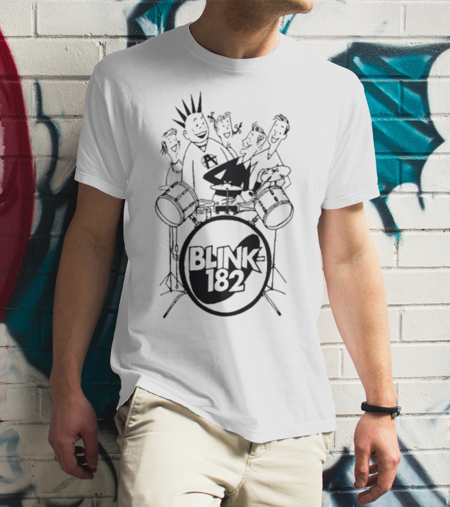 Blink-182 Cartoon Band Fun Characters Drums T-Shirt