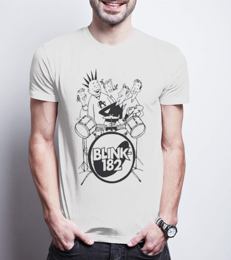 Blink-182 Cartoon Band Fun Characters Drums T-Shirt