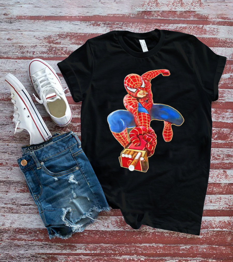 Spiderman Funny Smoking Man Superhero T-Shirt