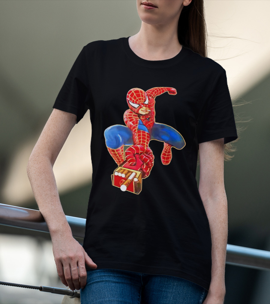 Spiderman Funny Smoking Man Superhero T-Shirt