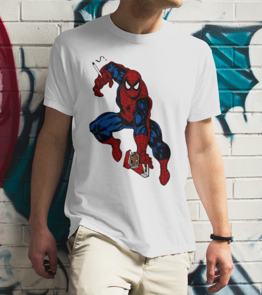 Spider-Man Smokerman Smoking Cigarette Comic T-Shirt