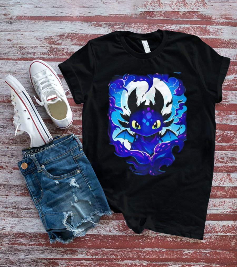 Toothless How To Train Your Dragon Darkness Cartoon Blue Flame T-Shirt