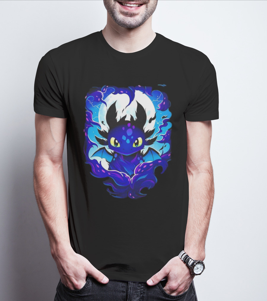 Toothless How To Train Your Dragon Darkness Cartoon Blue Flame T-Shirt