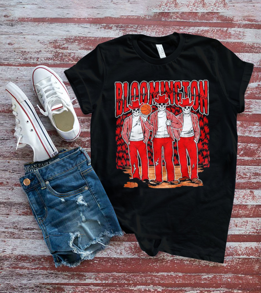 Bloomington Basketball Skeletons In Cowboy Hats T-Shirt