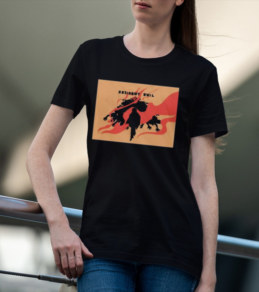 Resident Evil Silhouette Shadow Red Flames T-Shirt