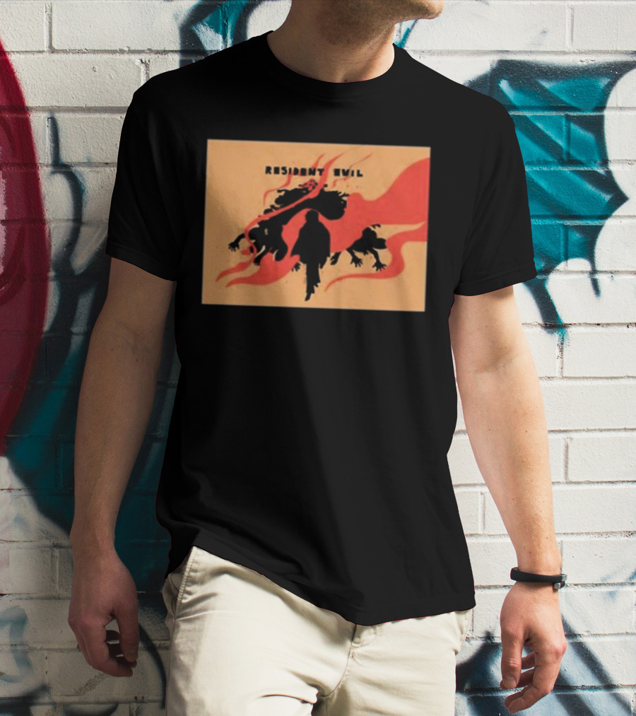 Resident Evil Silhouette Shadow Red Flames T-Shirt