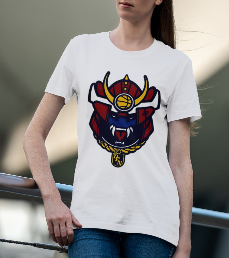 Denver Nuggets Samurai Helmet Emblem With DN Badge T-Shirt