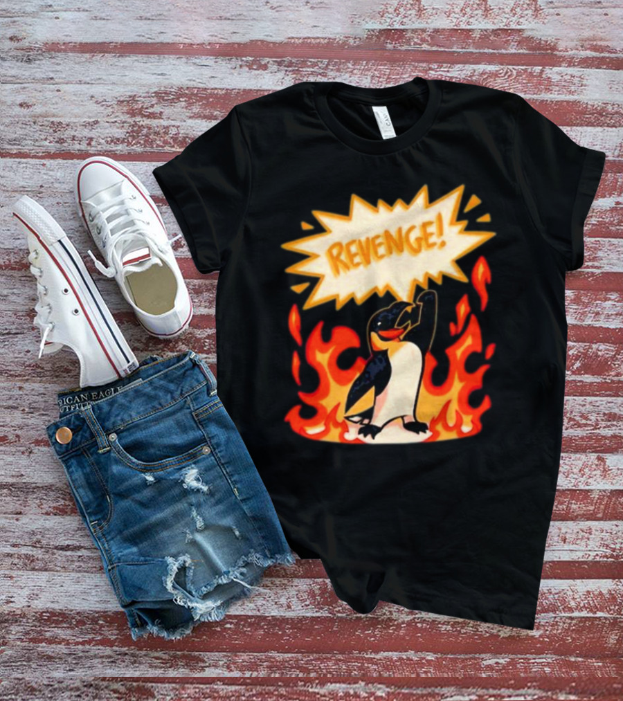 Hazbin Hotel Helluva Boss Revenge Penguin In Flames T-Shirt
