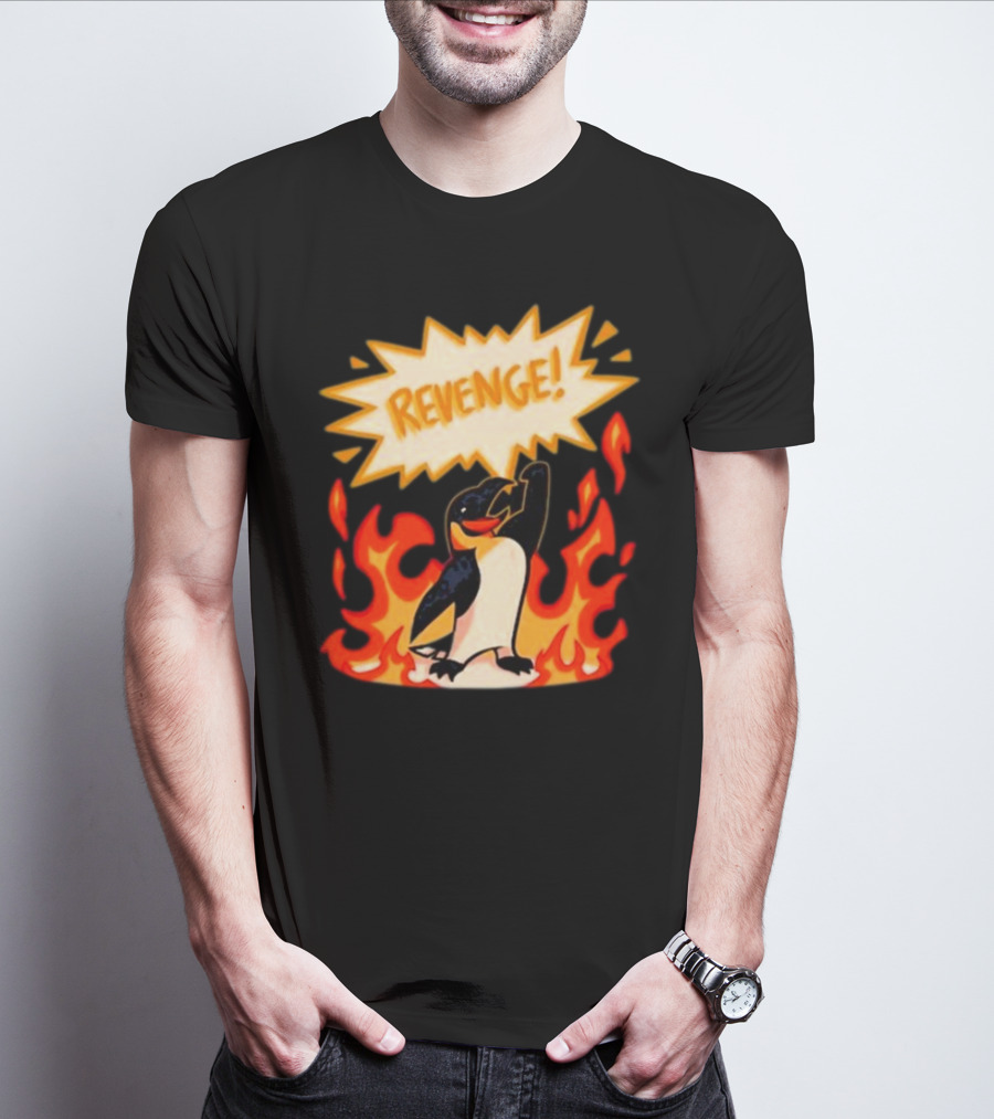 Hazbin Hotel Helluva Boss Revenge Penguin In Flames T-Shirt