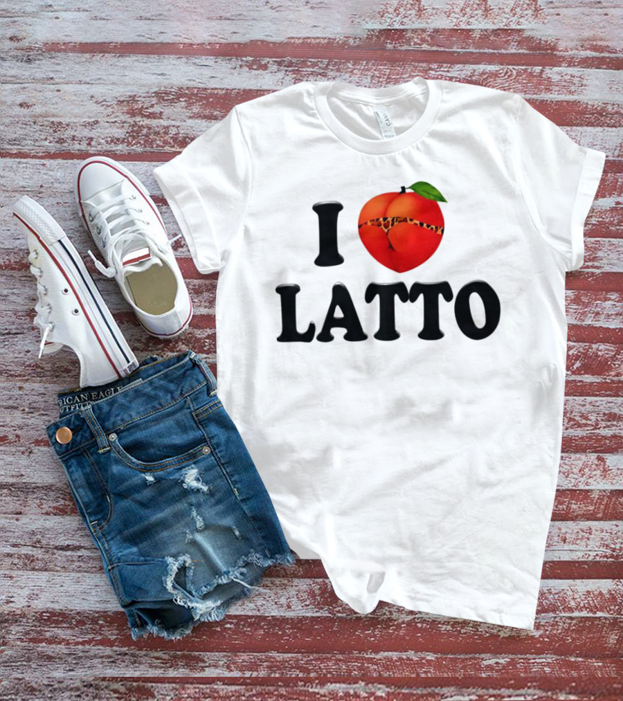 I Love Latto Peach With Leopard Print Detail T-Shirt